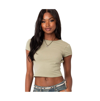 Edikted Women's Open Back T-shirt With Short Sleeve In Green