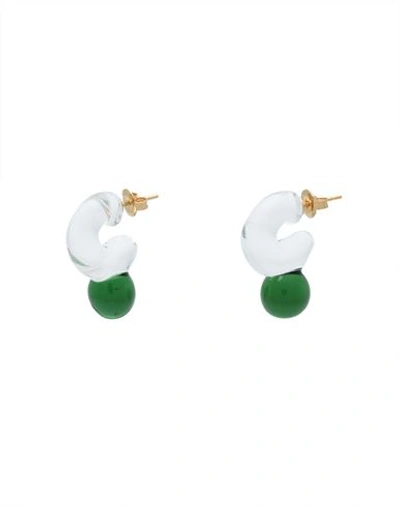 Levens Jewels Drop Mini Hoops Woman Earrings Green Size - Borosilicate Glass, Brass