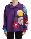 Dolce & Gabbana Purple Floral Print Pullover  Cotton Sweater In Purple