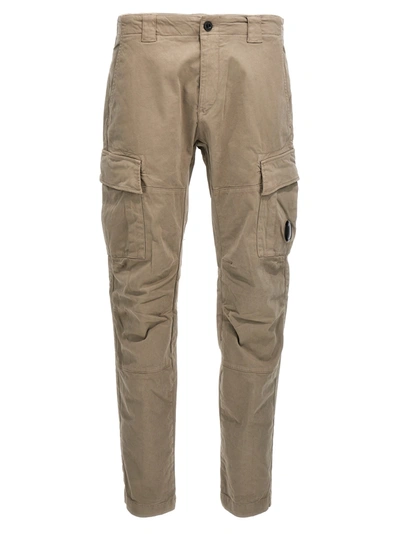 C.p. Company Logo Badge Cargo Pants In Beige