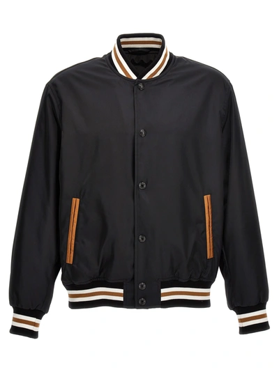 Versace Embroidered Bomber Jacket In Black