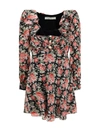Alessandra Rich Rose Print Mini Silk Dress