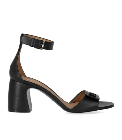 Emporio Armani Nappa-leather Heeled Sandals With Ea Logo In Black