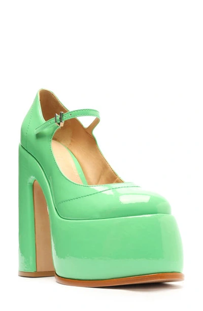 Schutz Zayne Platform Mary Jane Pumps In Gianni Green