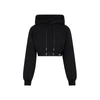 Prada Stretch Cotton Blend Sweater With Cropped Length And Hood In Black