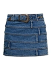 ANDERSSON BELL 'DUA' LIGHT BLUE MINI-SKIRT WITH MULTI-WAIST EFFECT AND BELT IN COTTON DENIM WOMAN