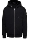 MOOSE KNUCKLES 'CLASSIC BUNNY' BLACK ZIP-UP HOODED JACKET IN COTTON BLEND MAN