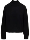 P.A.R.O.S.H BLACK MOCK NECK SWEATSHIRT WITH LONG SLEEVES IN CASHMERE WOMAN