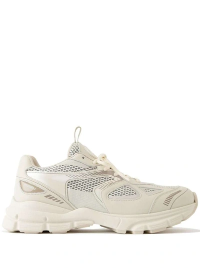 Axel Arigato 'marathon Runner' White Low Top Sneakers With Reflective Details In Leather Blend Woman