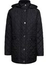 BURBERRY BLACK LONG DOWN JACKET WITH QUILTED TEXTURE AND BUTTON FASTENING IN NYLON WOMAN
