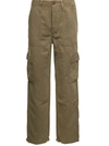 MOTHER MILITARY GREEN CARGO PANTS WITH LOGO PATCH IN LYOCELL WOMAN