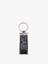 Dolce & Gabbana Men Coated Canvas Keychain With All-over Lettering Logo In Black