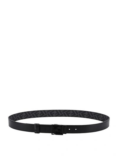 Fendi Squared Ff Reversible Buckle Belt In Black
