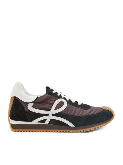 Loewe Flow Runner Monogram Leather And Shell Trainers In Black