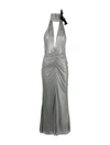 ALESSANDRA RICH LAMINATED JERSEY EVENING DRESS WITH HALTERNECK