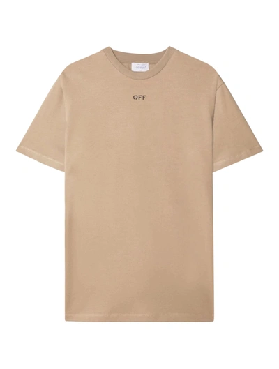 Off-white Logo-embroidered Cotton T-shirt In White
