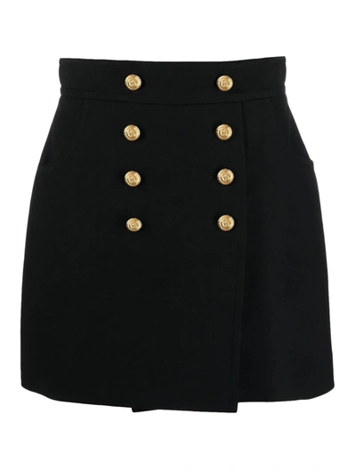 Gucci Button-up Crepe Skirt In Black
