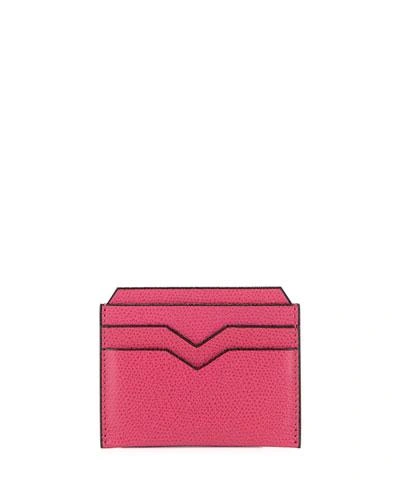 Valextra Leather Card Case In Pink