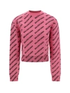 Balenciaga All-over Logo Cropped Sweater