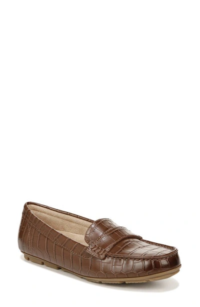 Soul Naturalizer Seven Croc Embossed Penny Loafer In Brown Croco Synthetic