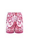 Dolce & Gabbana Carretto Print Cotton Mini Shorts In Pink