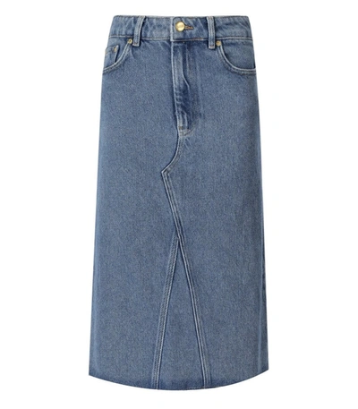 Ganni Light Blue Denim Midi Skirt