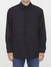 Valentino Monogram-jacquard Cotton Shirt In Black