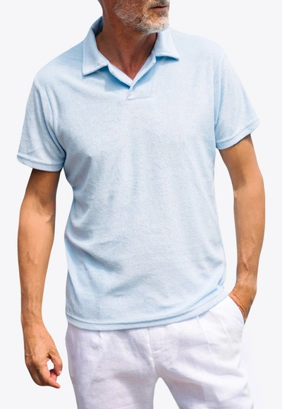 Les Canebiers Cabanon Polo T-shirt In Terry In Blue