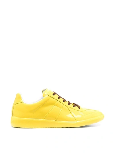 Maison Margiela Replica Patent Leather Low-top Sneakers In Yellow