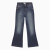 Chloé Chloe Girls Denim Blue Kids Embroidered-branding Flared-leg Denim-blend Jeans 6-14 Years In Blue