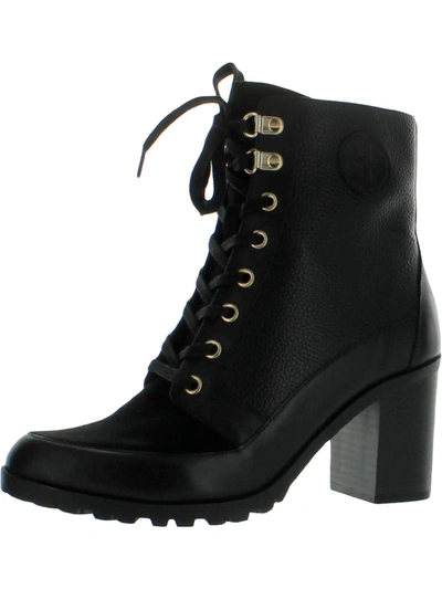 Giani Bernini Keeryn L Womens Leather Ankle Combat & Lace-up Boots In Black