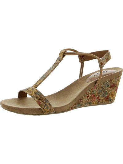 Style & Co Mulan Womens Strappy Wedges In Brown