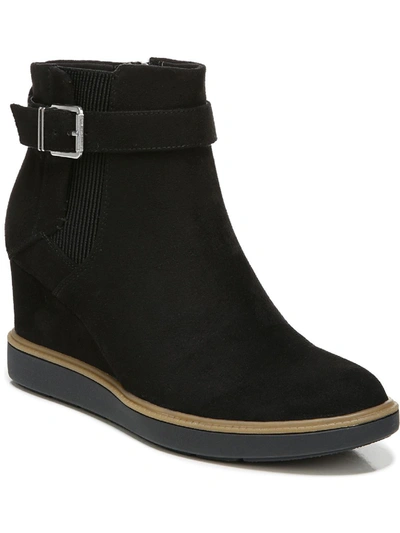 Dr. Scholl's Shoes Jacinda Womens Faux Suede Buckle Ankle Boots In Black
