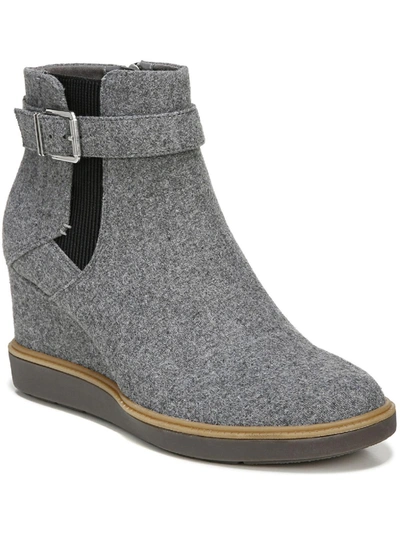 Dr. Scholl's Shoes Jacinda Womens Faux Suede Buckle Ankle Boots In Grey
