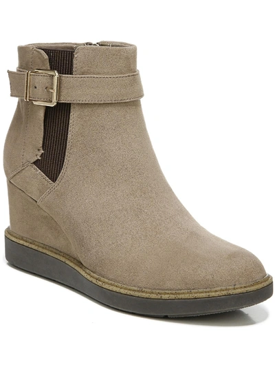 Dr. Scholl's Shoes Jacinda Womens Faux Suede Buckle Ankle Boots In Gold