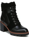 NATURALIZER VAL WOMENS LEATHER LUG SOLE COMBAT & LACE-UP BOOTS