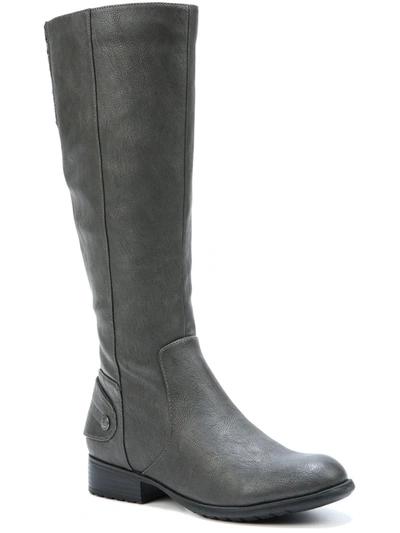 Lifestride Xandy Womens Wide Calf Faux Leather Riding Boots In Grey