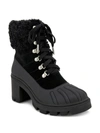 Splendid Mikayla Faux Shearling Trim Lace-up Boot In Black