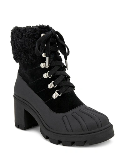 SPLENDID MIKAYLA WOMENS LEATHER BLOCK HEEL COMBAT & LACE-UP BOOTS