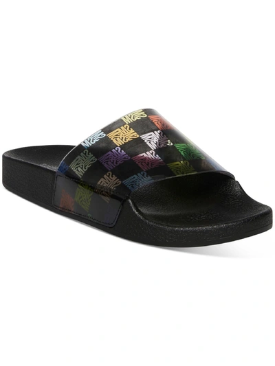 Steve Madden Sealed Womens Faux Leather Slip On Pool Slides In Multi