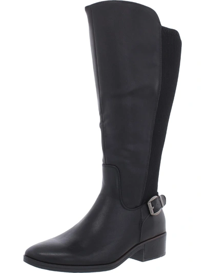 Baretraps Mckayla Womens Faux Leather Wide Calf Knee-high Boots In Black