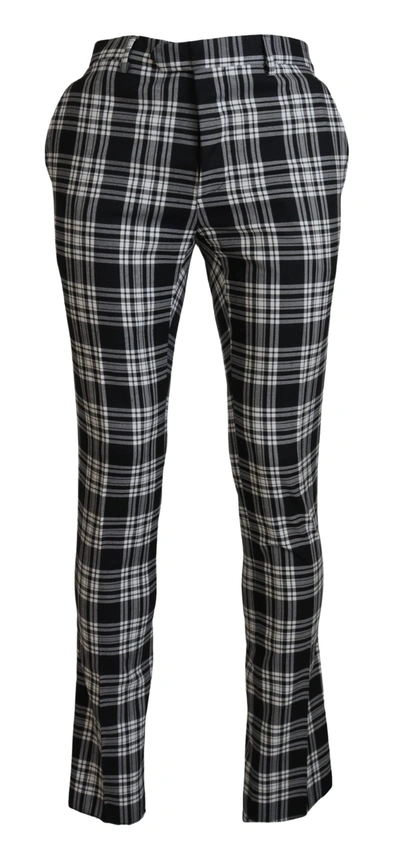 Bencivenga Black Checkered Cotton  Casual Pants