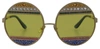 DOLCE & GABBANA DOLCE & GABBANA GOLD OVAL METAL CRYSTALS SHADES DG2209B WOMEN'S SUNGLASSES