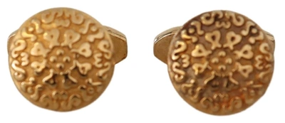 Dolce & Gabbana Gold Plated Brass Round Pin  Cufflinks