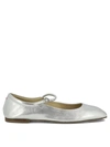 Aeyde Aline Babies Metallic Ballerina Shoes In Silver
