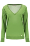 VALENTINO VALENTINO GARAVANI SWEATER IN CASHMERE AND SILK WITH 'V GOLD' DETAIL