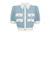 Elisabetta Franchi Sugar Paper Cropped Shirt In Light Blue