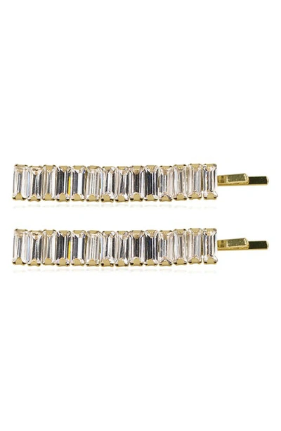 Brides And Hairpins Alissa Set Of 2 Crystal Bobby Pins In Gold