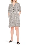 Nic + Zoe Plus Size Inky Dots Button-down Midi Dress In White Multi