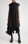 Sacai Womens Black Drawstring-waist Toggle-hem Woven Vest In Black